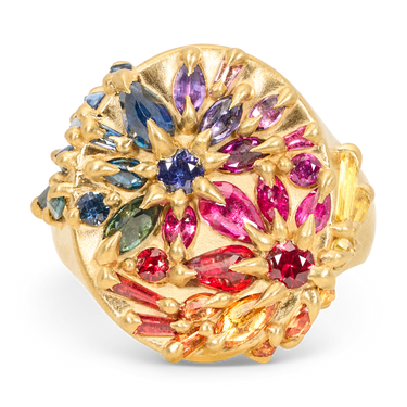 Large Rainbow Star Bright Signet Ring - Made to Order
